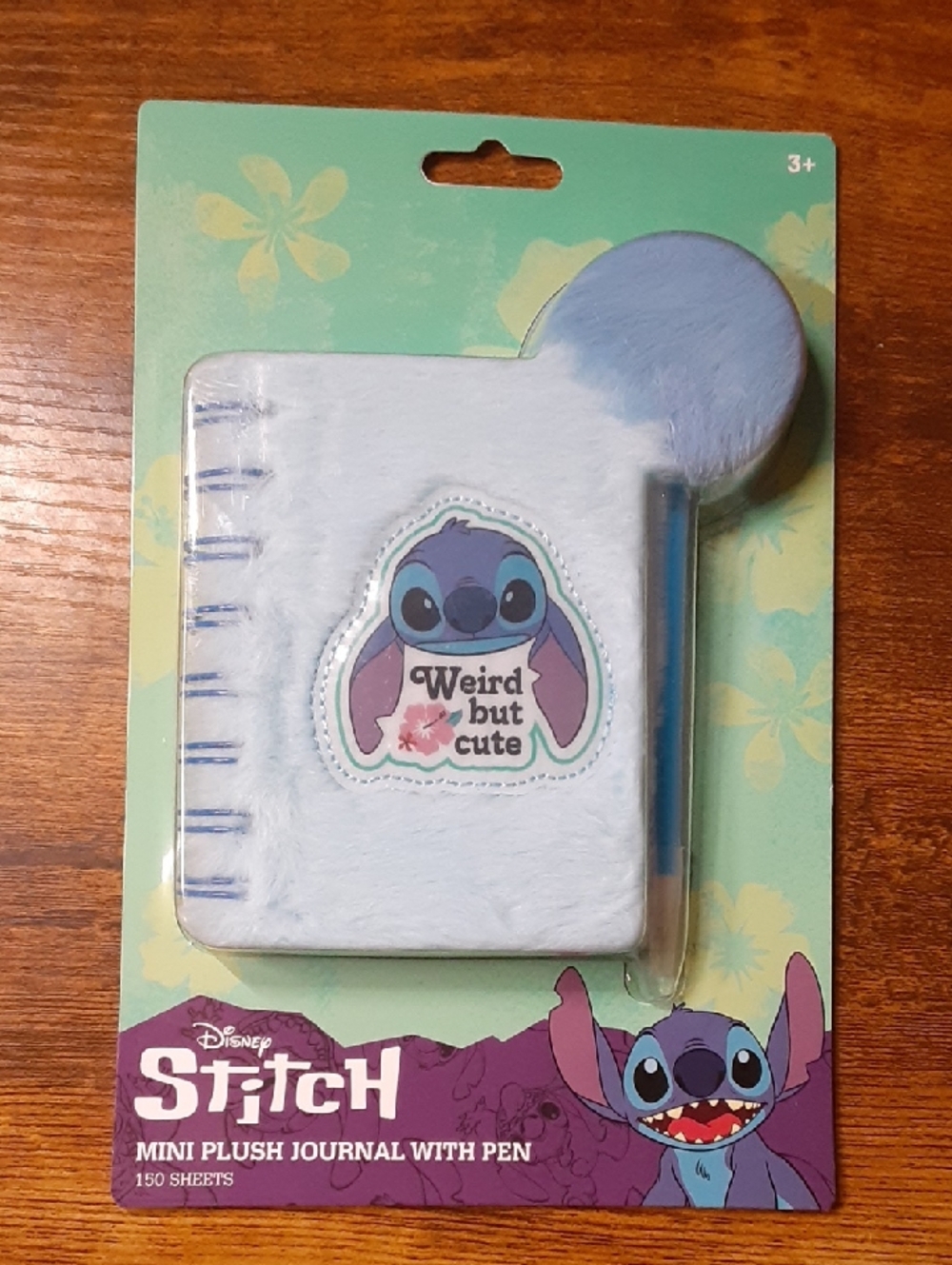 Disney Light Blue Plush Stitch Mini Journal with Pen